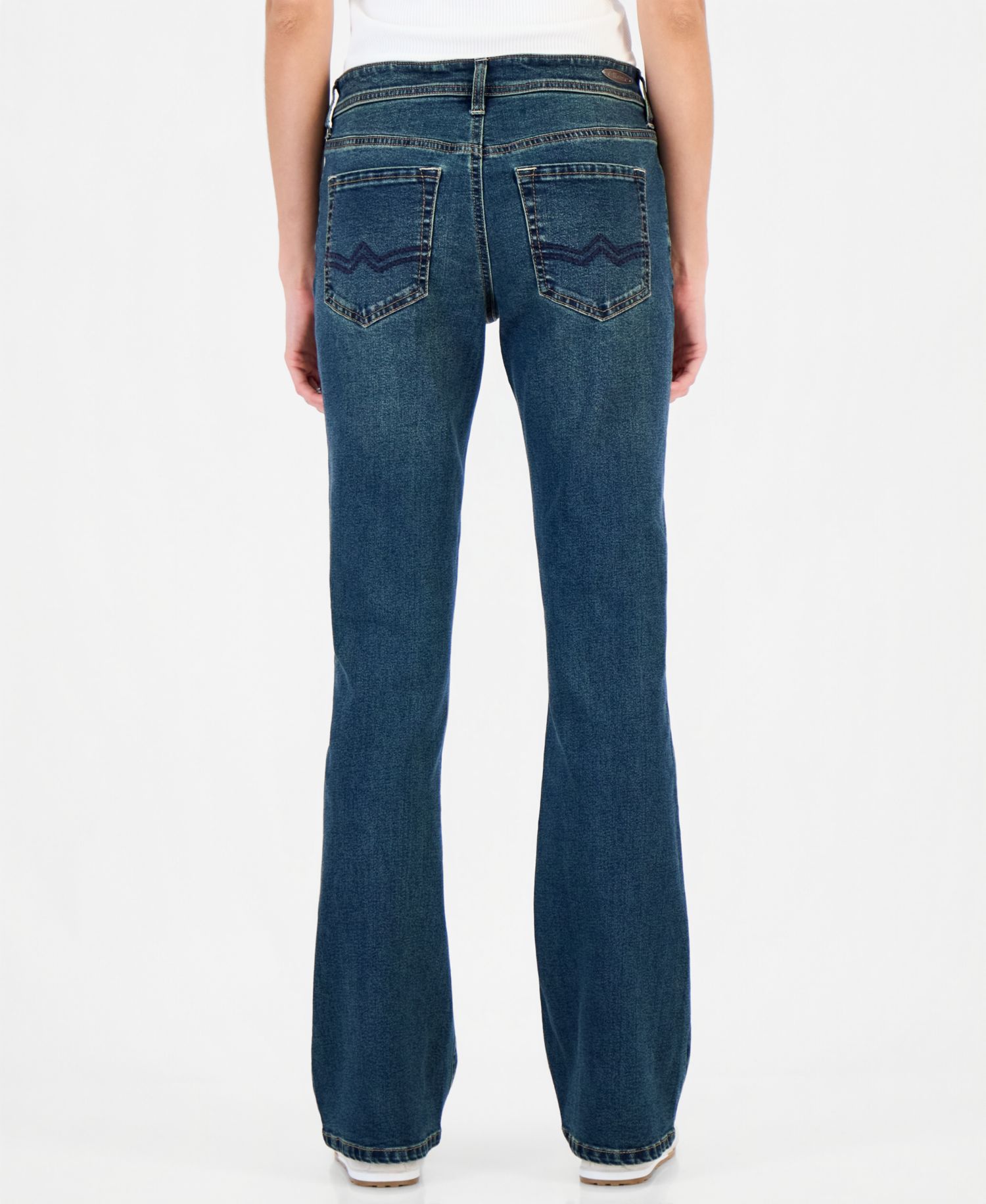 Juniors' Plaid Inner Drawstring Bootcut Jeans