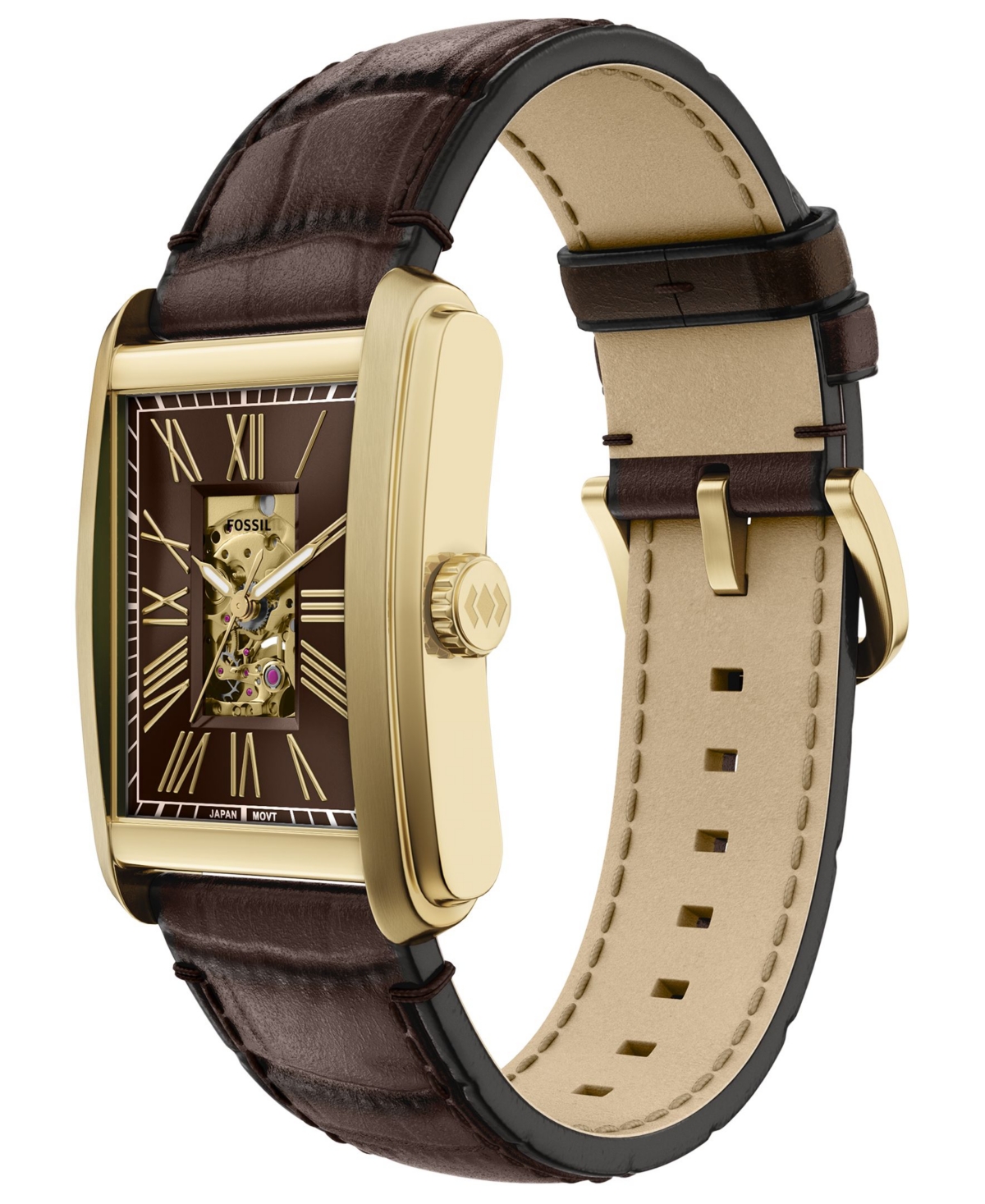 Fossil Men's Carraway Automatic Brown Croco Leather Watch 42mm