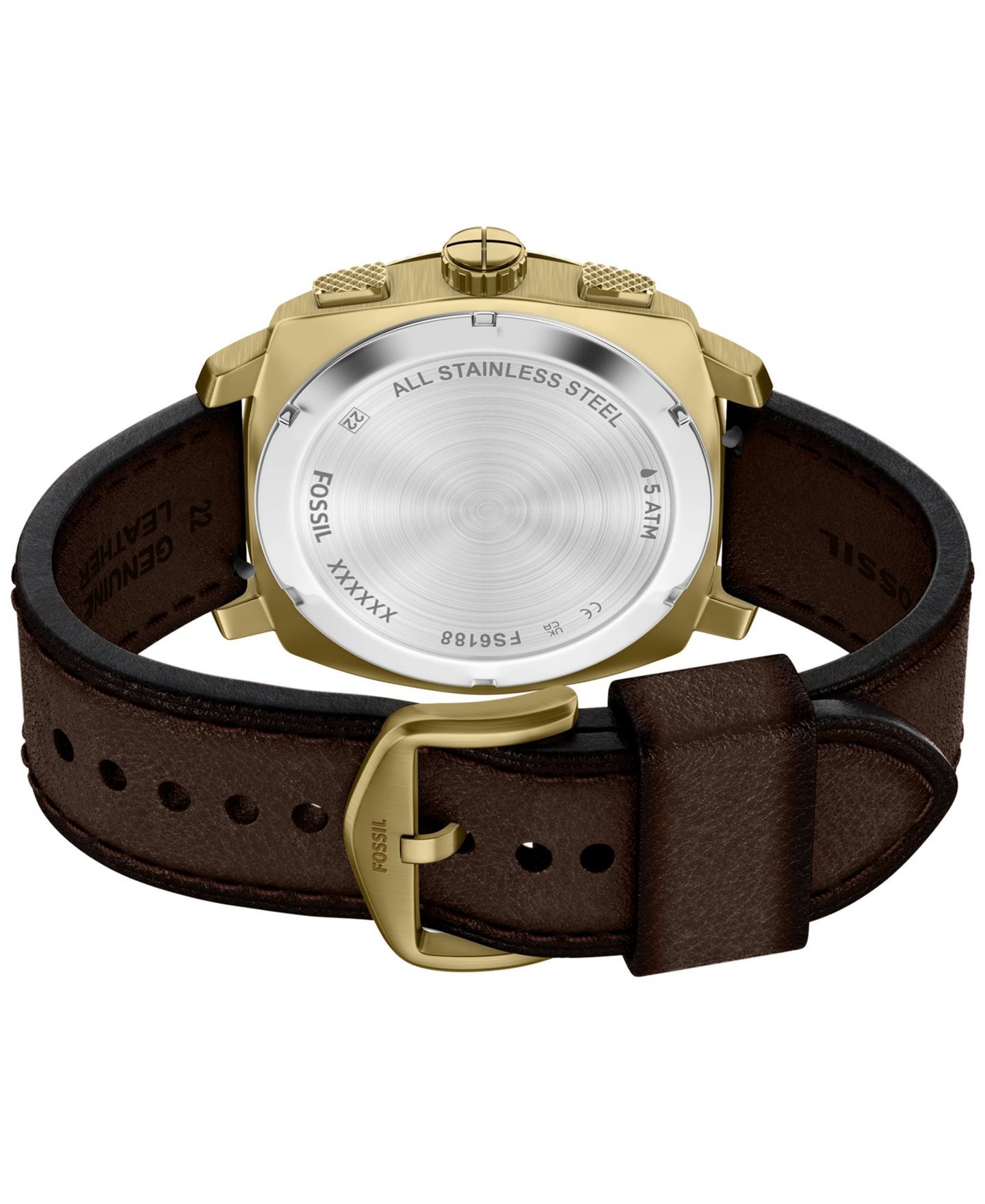 Мужские часы Fossil Machine Chronograph Brown Leather 44mm — фото 4