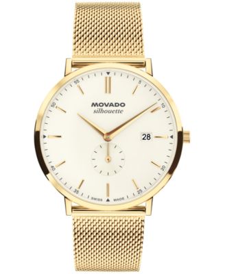 Men's Silhouette Swiss Quartz Ionic Plated Light Yellow Gold Steel Watch 40mm