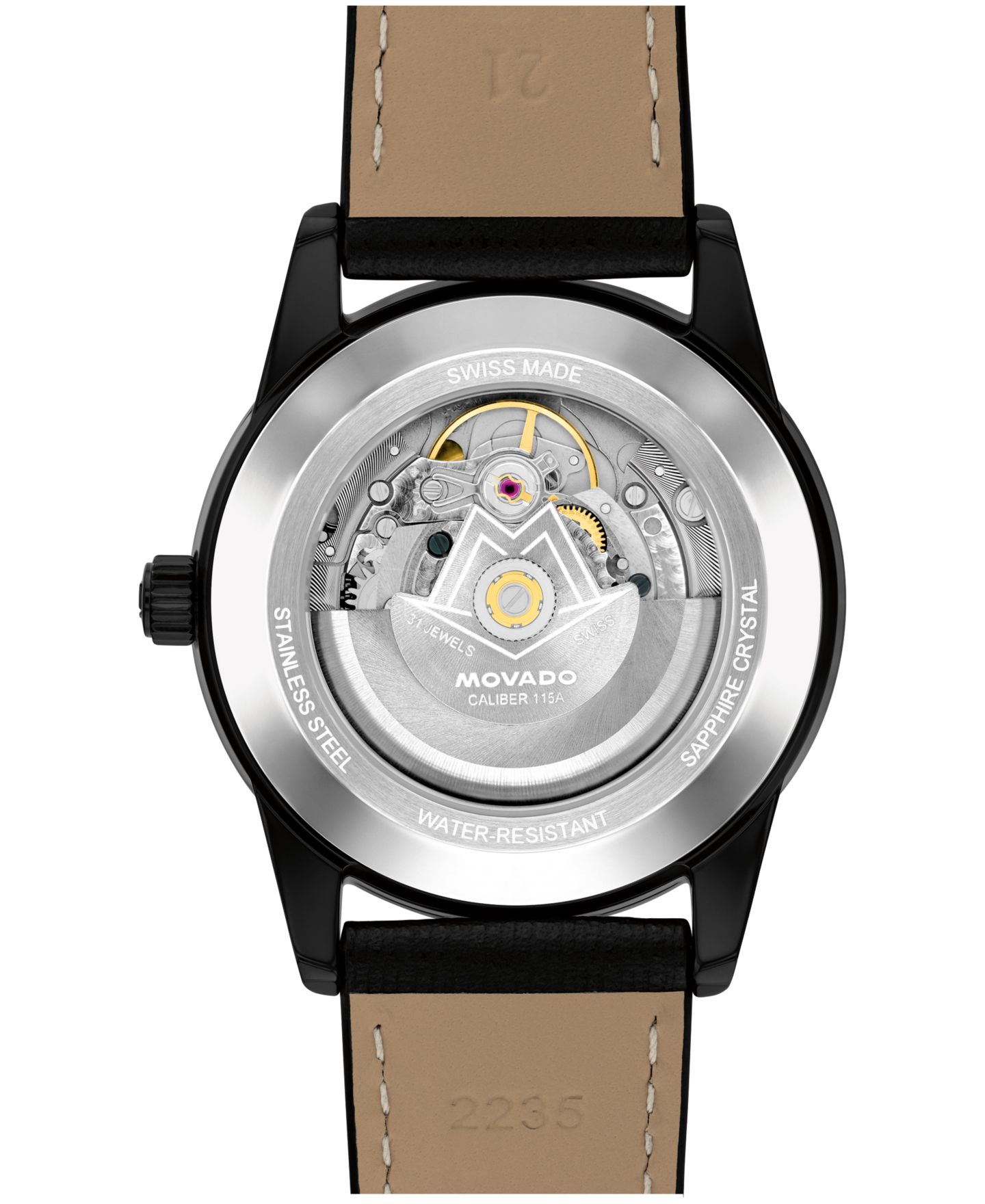 Мужские часы Movado Museum Taga Swiss Automatic Black Leather 40mm — фото 3