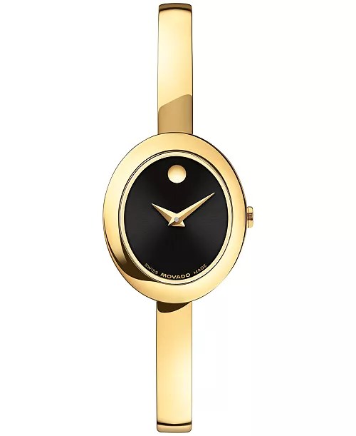 Movado Museum Bangle Gold-Tone Oval Watch