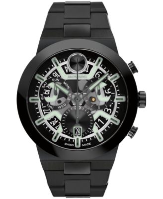 Men's Bold Fusion Swiss Quartz Chrono Ionic Plated Black Stainless Steel Watch 44.50mm