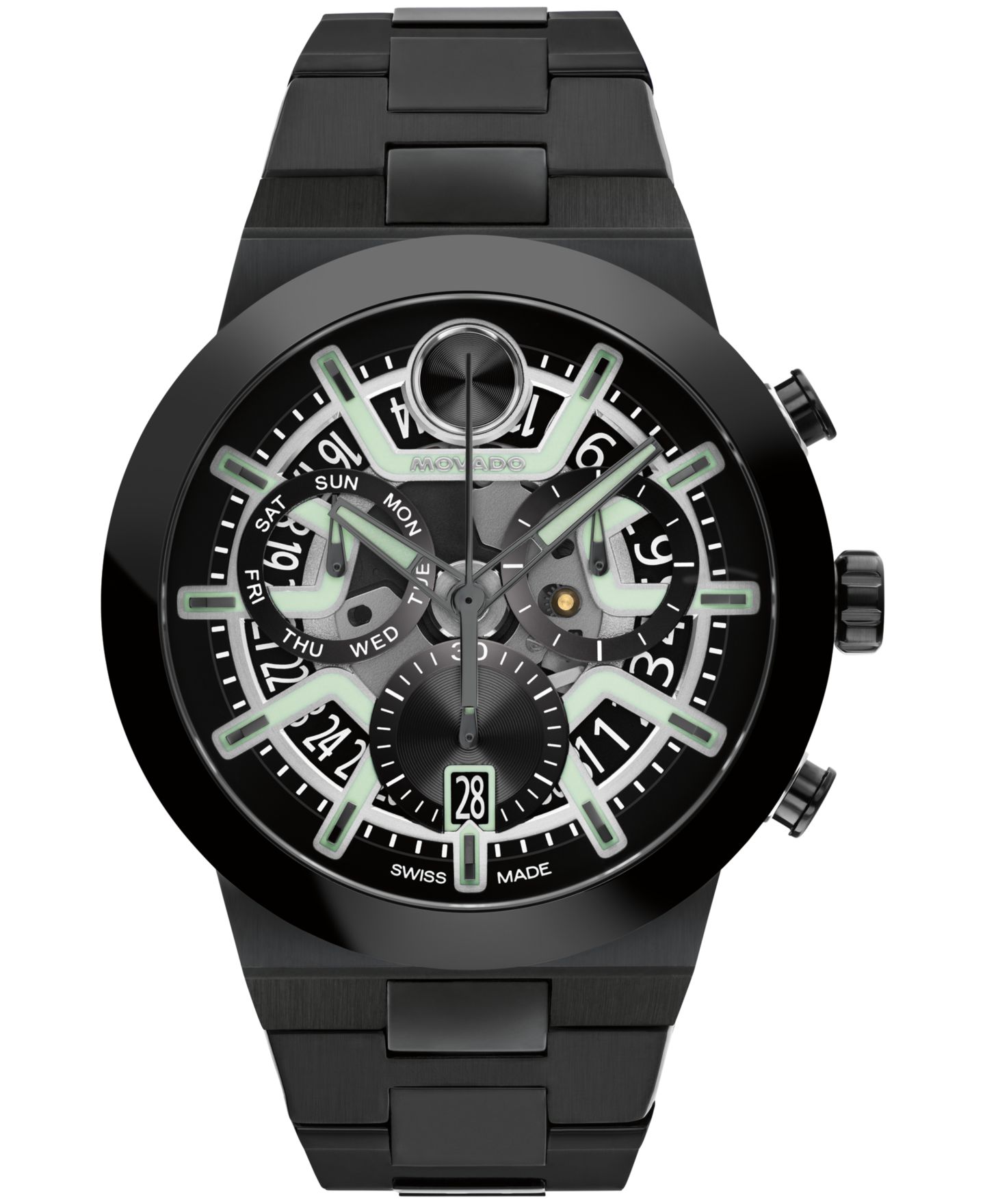 Мужские часы Movado Bold Fusion Swiss Quartz Chrono Ionic Plated Black Stainless Steel Watch 44.50mm — фото 1