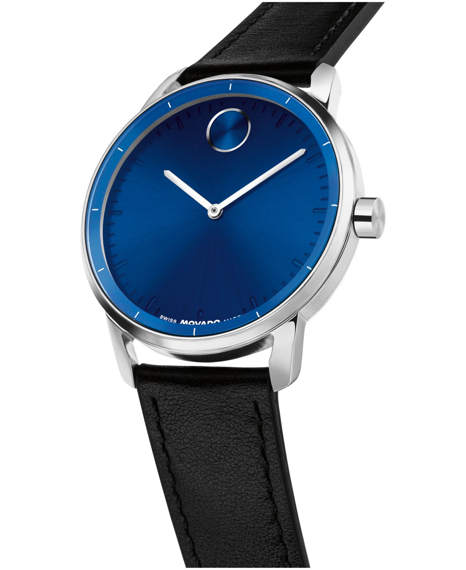 Men's Bold Echo Swiss Quartz Black Leather Watch 40mm