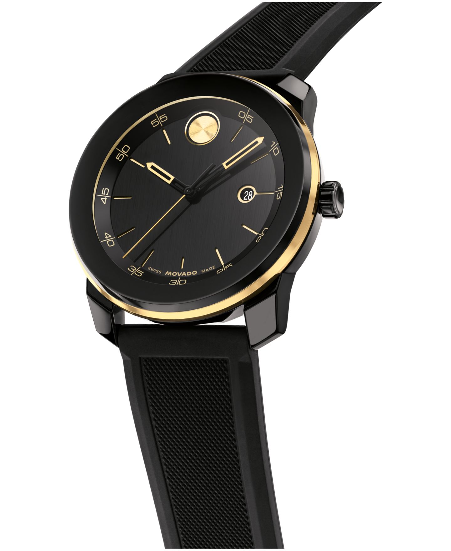 Мужские часы Movado Bold TR90 Swiss Quartz Black Silicone Watch 42mm — фото 2