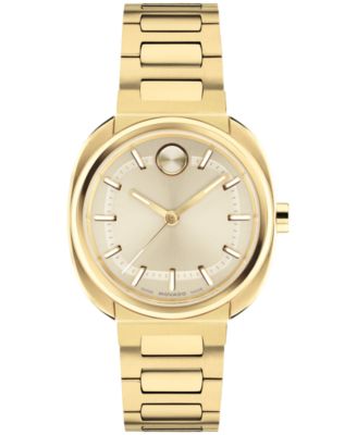 Women's Bold Nuvo Swiss Quartz Ionic Plated Light Yellow Gold Steel Watch 30mm