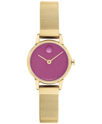 Women's Baby Face Swiss Quartz Ionic Plated Light Yellow Gold Steel Watch 22.50mm