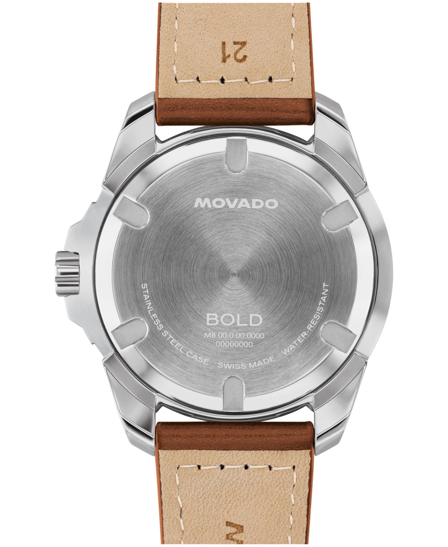 Мужские часы Movado Bold Verso S Swiss Quartz Cognac Leather Watch 42mm — фото 3