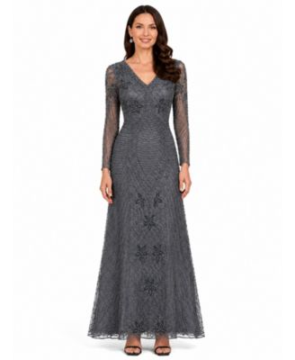 Women's Long Sleeve Beaded Maxi Gown
