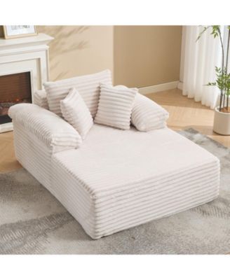 Corduroy Sleeper Sofa Bed Extra Large Indoor Chaise Lounge Soft Cloud Reading Chair Soft Flexible Lounger for Living Room