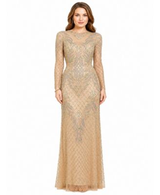 Women's Long Sleeve Beaded Gown