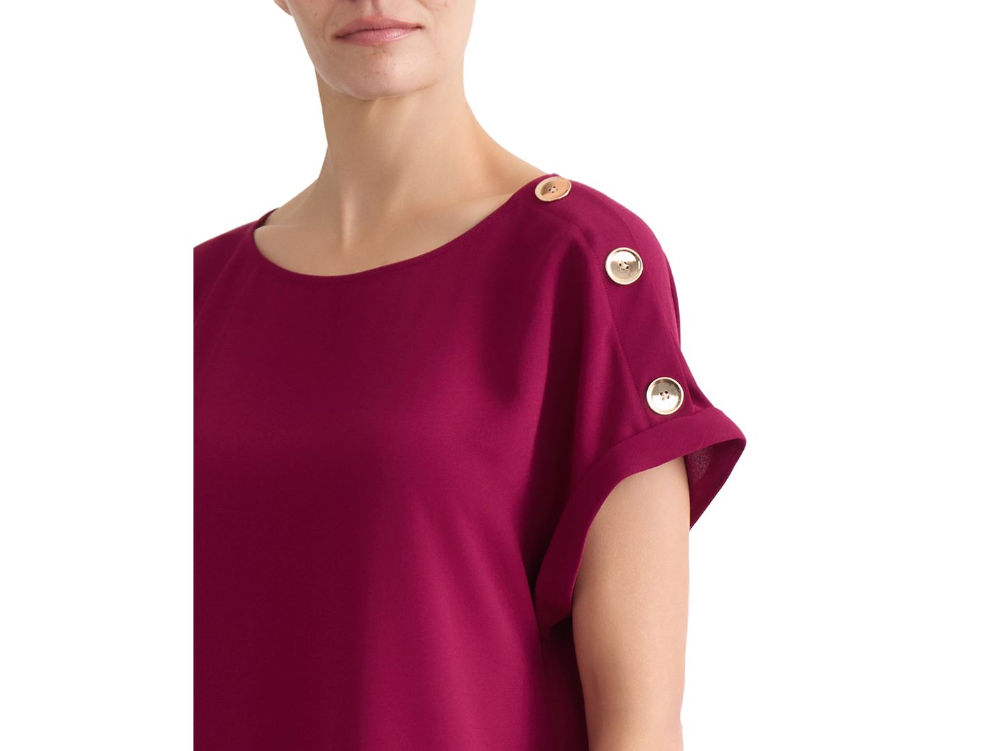 Женский топ Jones New York Plus Size Short-Sleeve Round Neck, цвет: Ягодный красный — фото 3