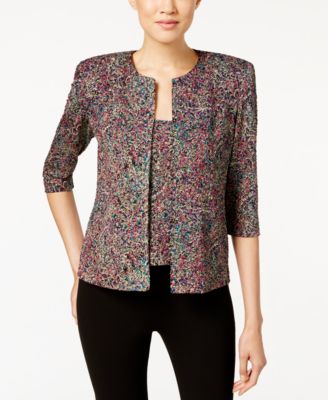 Alex Evenings Glitter Paisley Print Jacket & Shell