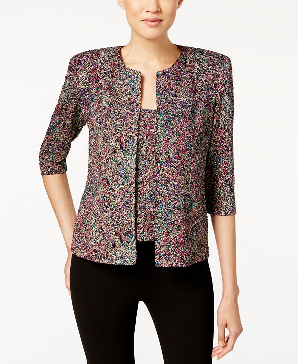 Alex Evenings Glitter Paisley Print Jacket & Shell & Reviews Tops