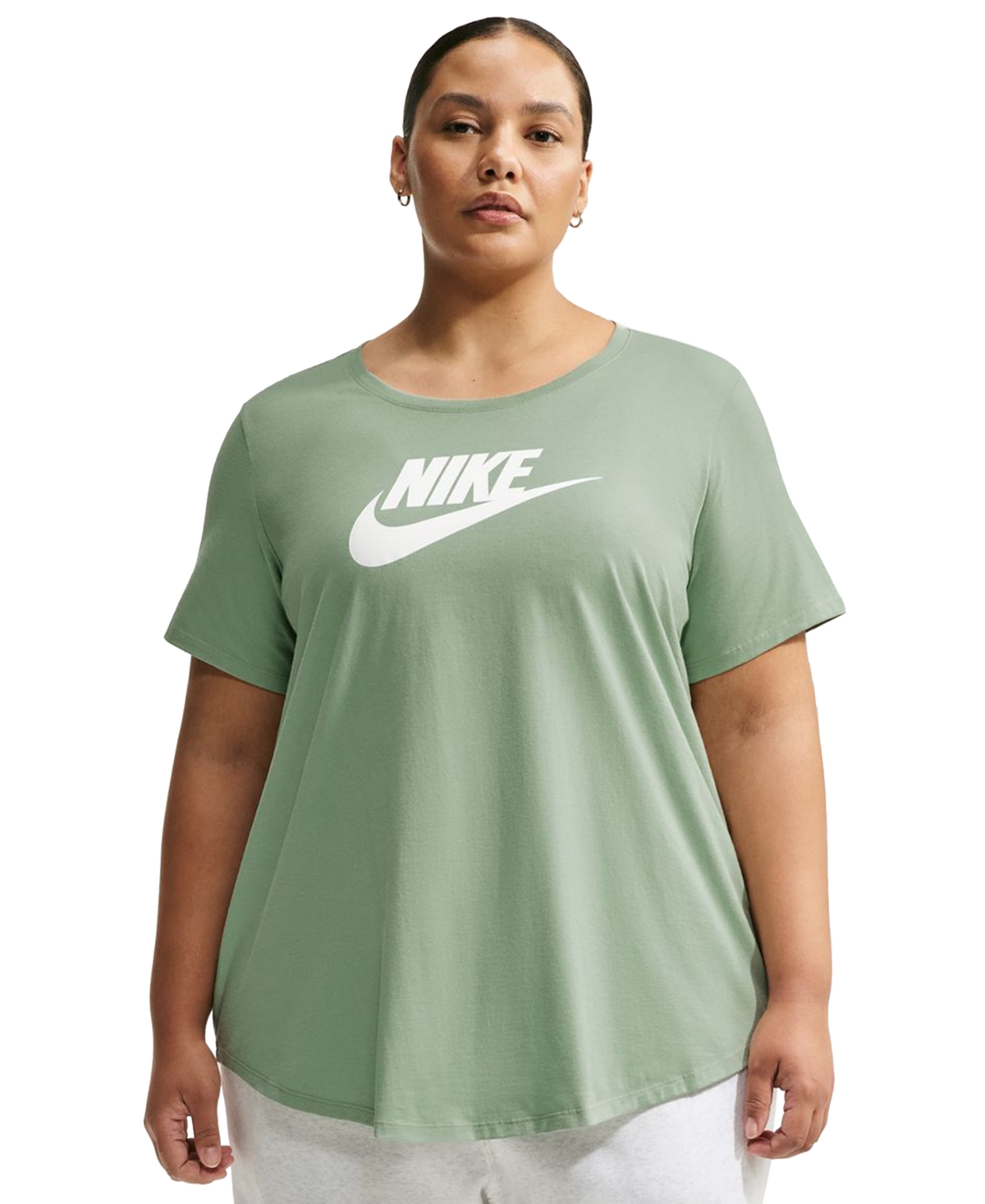 Nike Plus Size Active Sportswear Essentials Short-sleeve Logo T-shirt In Steam,white