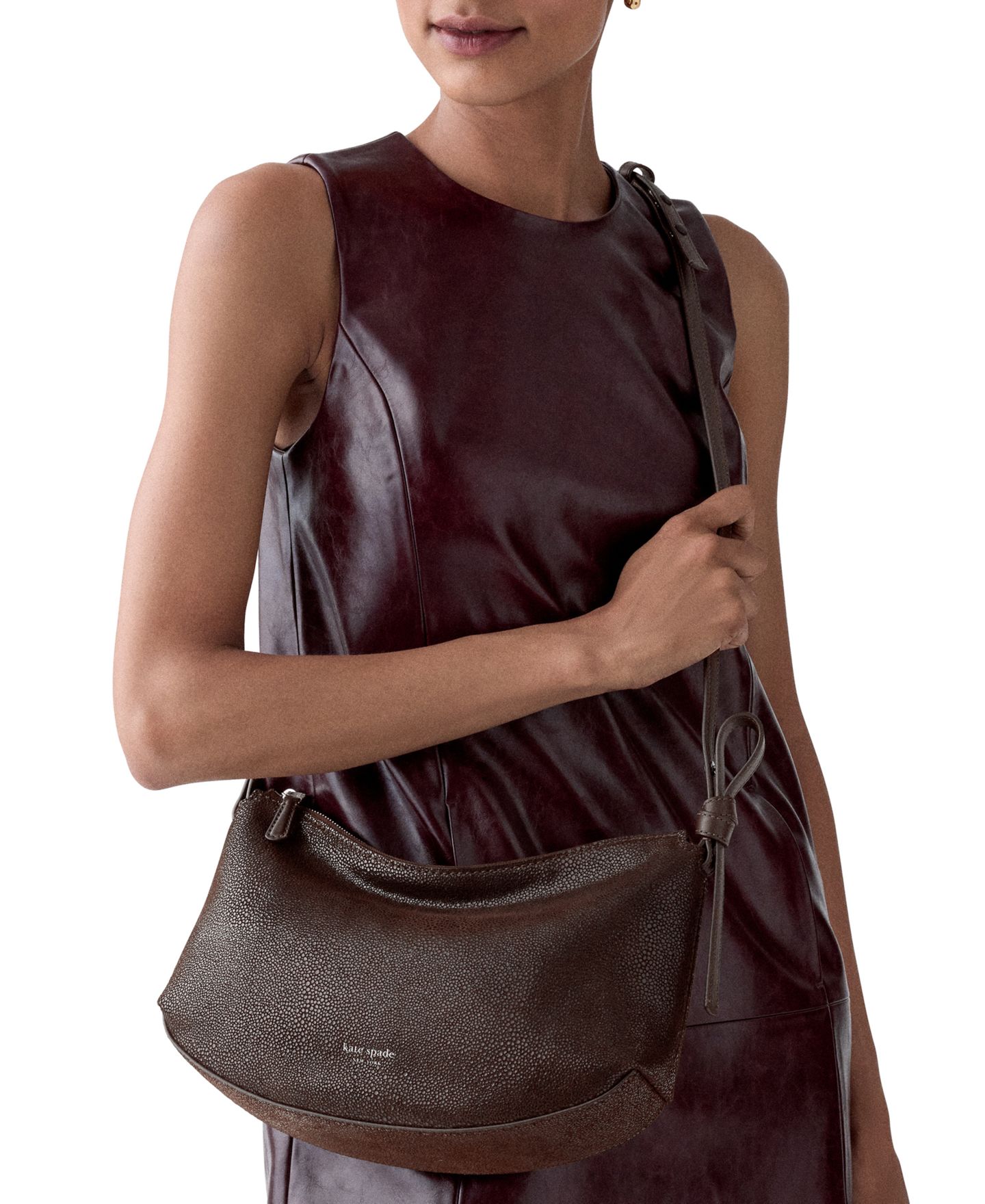 Женская сумка kate spade new york Loop Dot Medium Leather Shoulder Handbag, цвет: Hot Fudge — фото 5