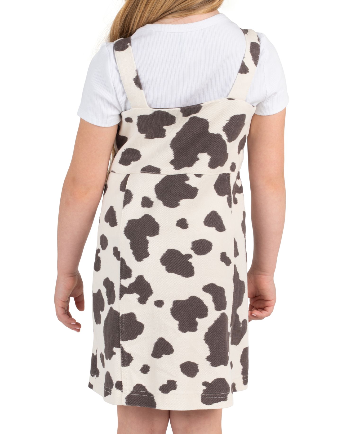 Girls' 2T-6X Cow Print Twill Jumper and T-Shirt, 2-Piece Set