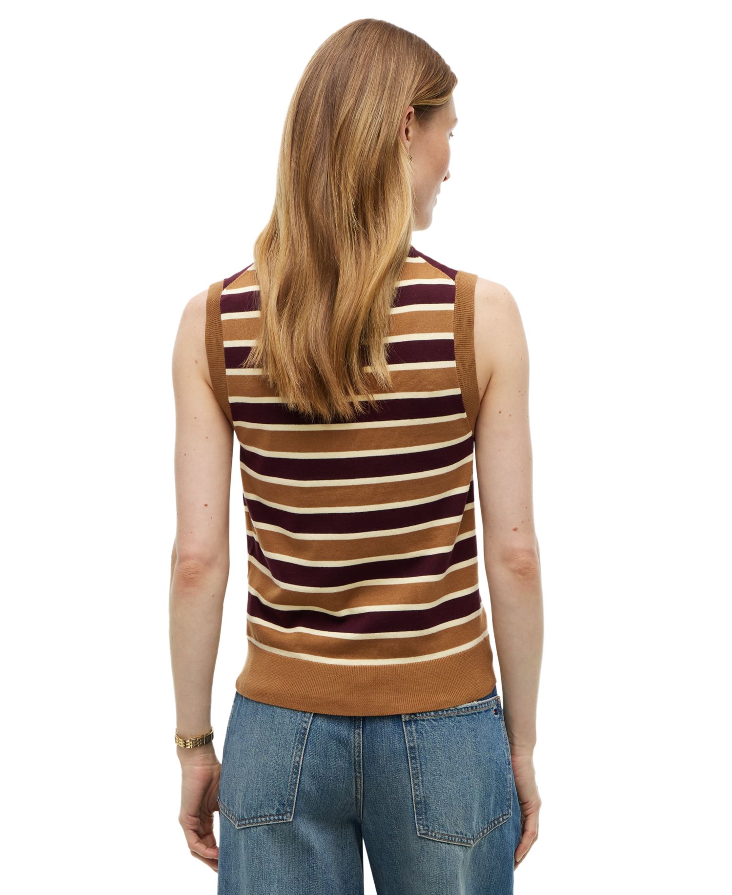 Women's Striped Sleeveless Crewneck Top