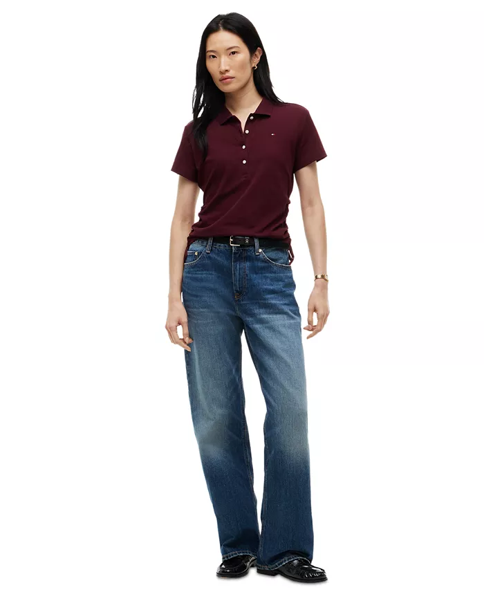 Women's Short-Sleeve Drawstring Polo Shirt - thumbnail 10