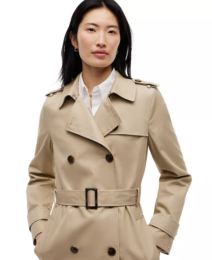 Women's Double-Breasted Belted Trench Coat - thumbnail 2