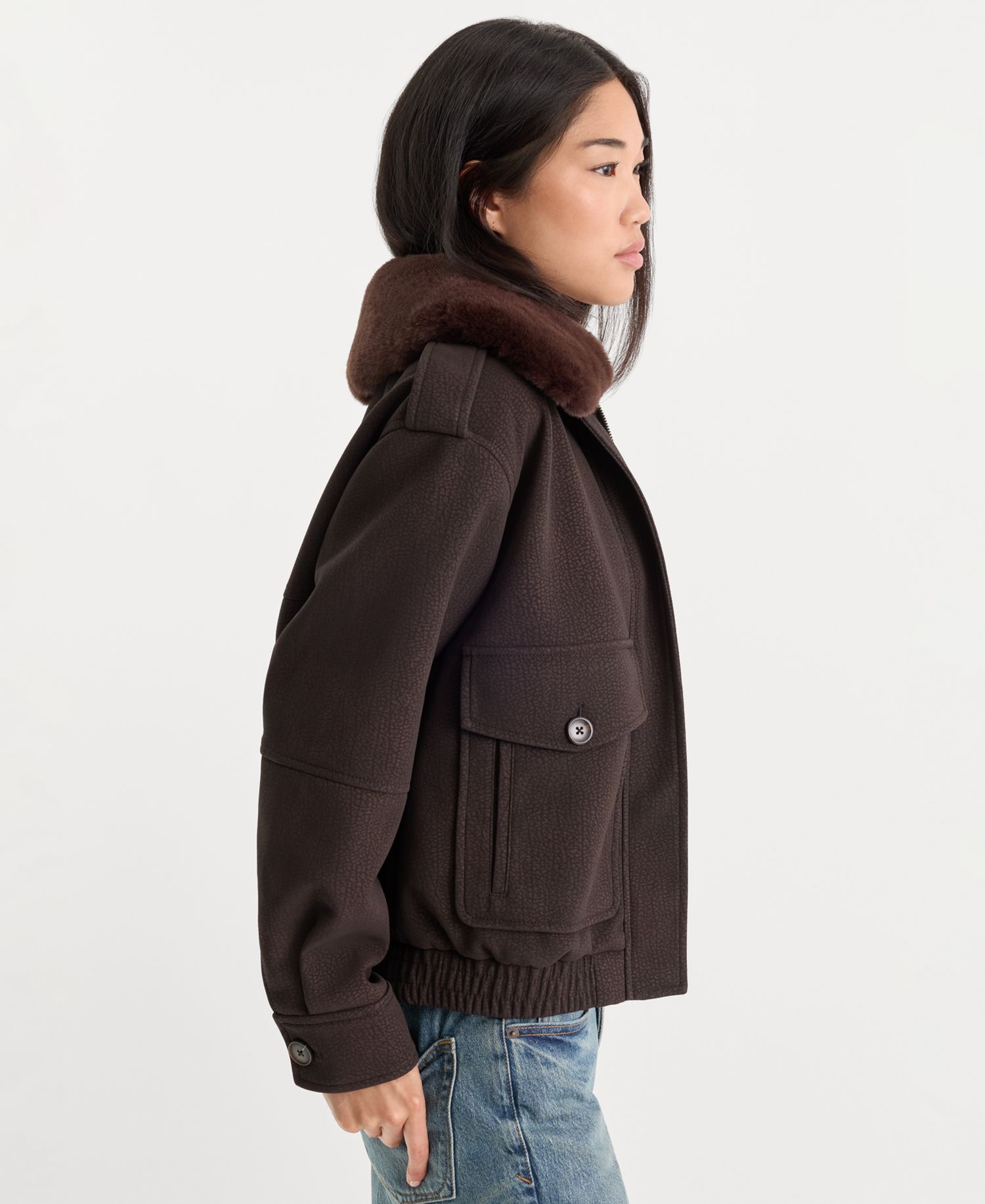 Women's Removable Faux Fur Collared Jacket