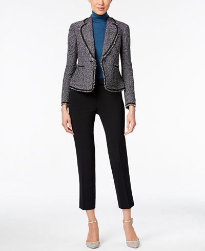 Anne Klein Tweed Blazer, Turtleneck & Skinny Pants