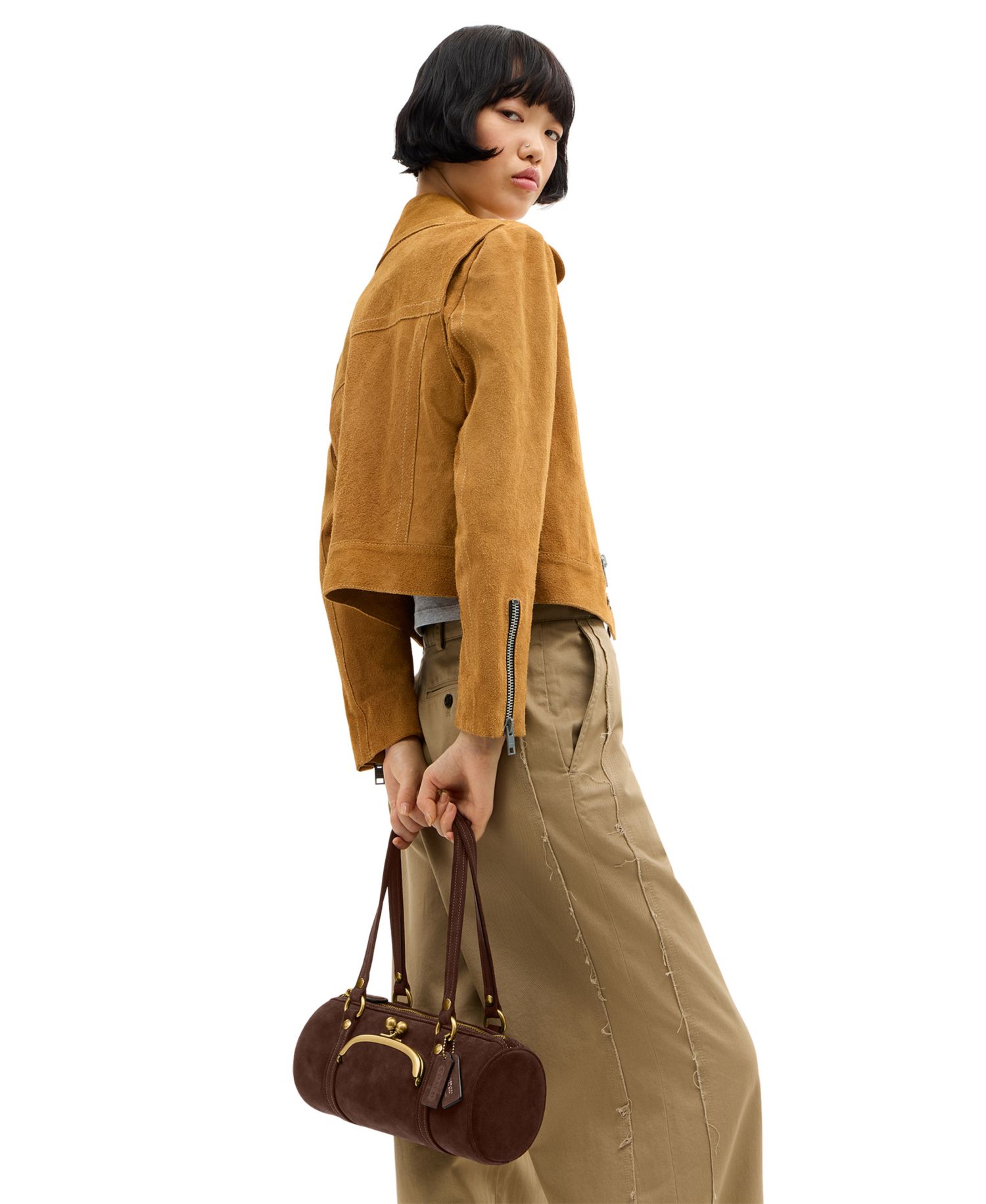 Originals Kisslock Large Suede Barrel Shoulder Bag