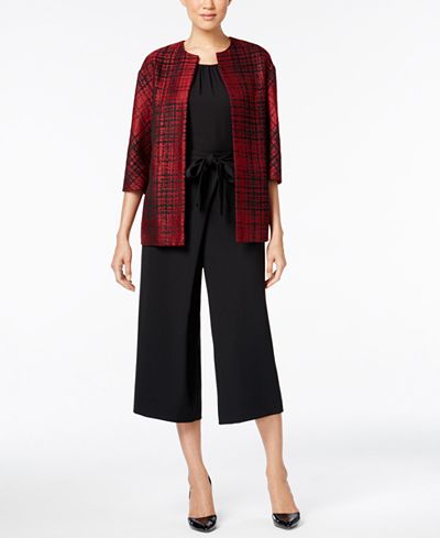 Anne Klein Jacquard Blazer, Top & Culotte Pants