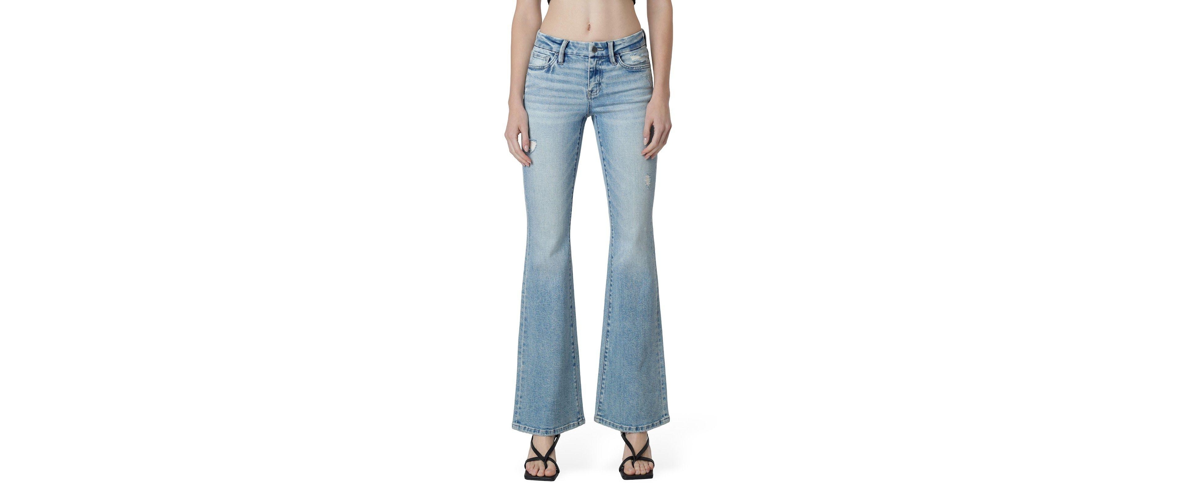 Flying Monkey Women's Low Rise Seamless Waistband Flare Jeans