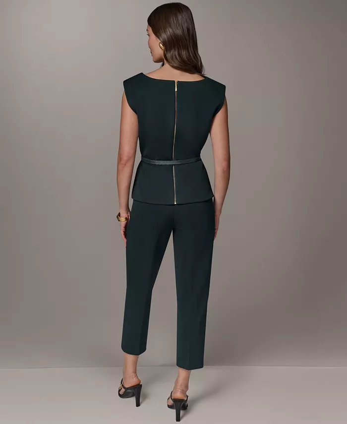 Women's Square Neck Belted Sleeveless Top - thumbnail 6