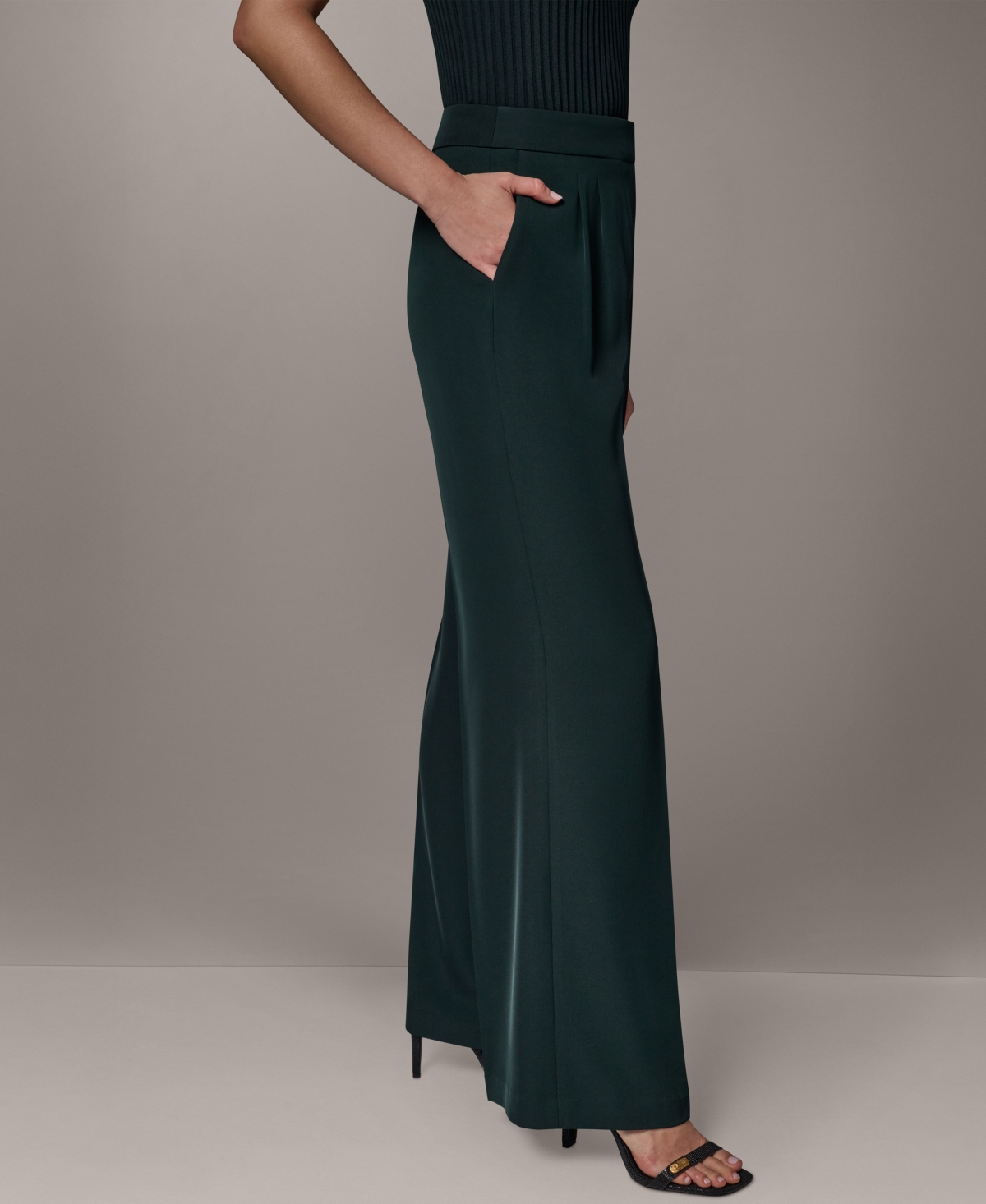 Donna Karan New York Women's Mid-Rise Wide-Leg Pants