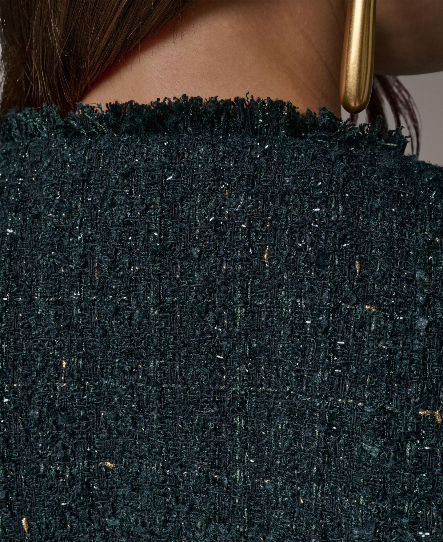 Женская куртка Donna Karan New York Open-Front Fring, цвет: Чёрный тёмно-зелёный / Золотой — фото 7