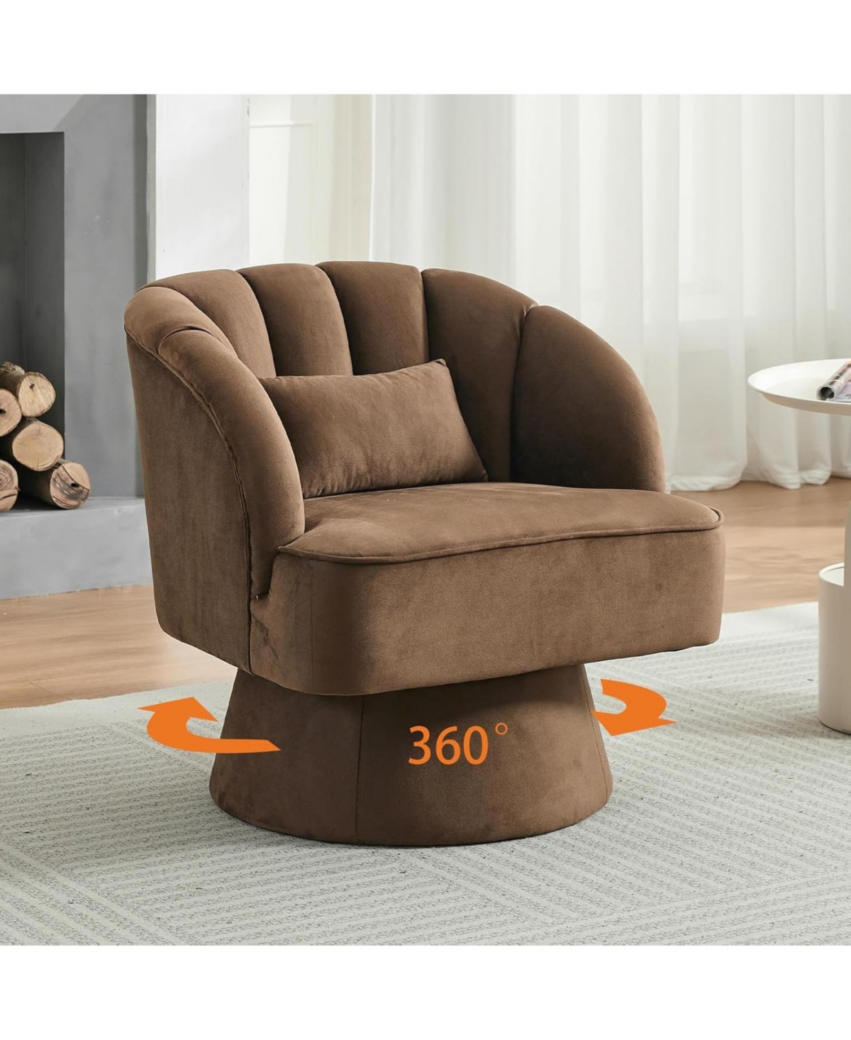 gaomon 2 Piece Velvet Mid Century 360degree(s) Swivel Barrel Accent Chair Set