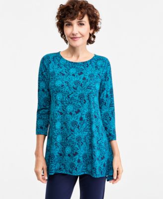 Women's Floral 3/4-Sleeve Swing Top
