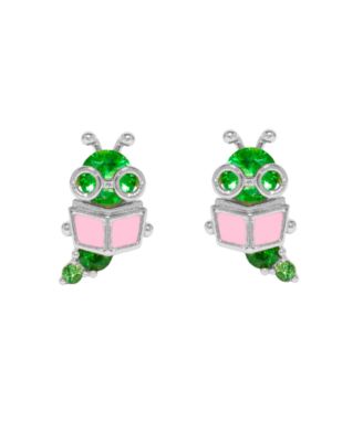 Crystal Bookworm Stud Earrings