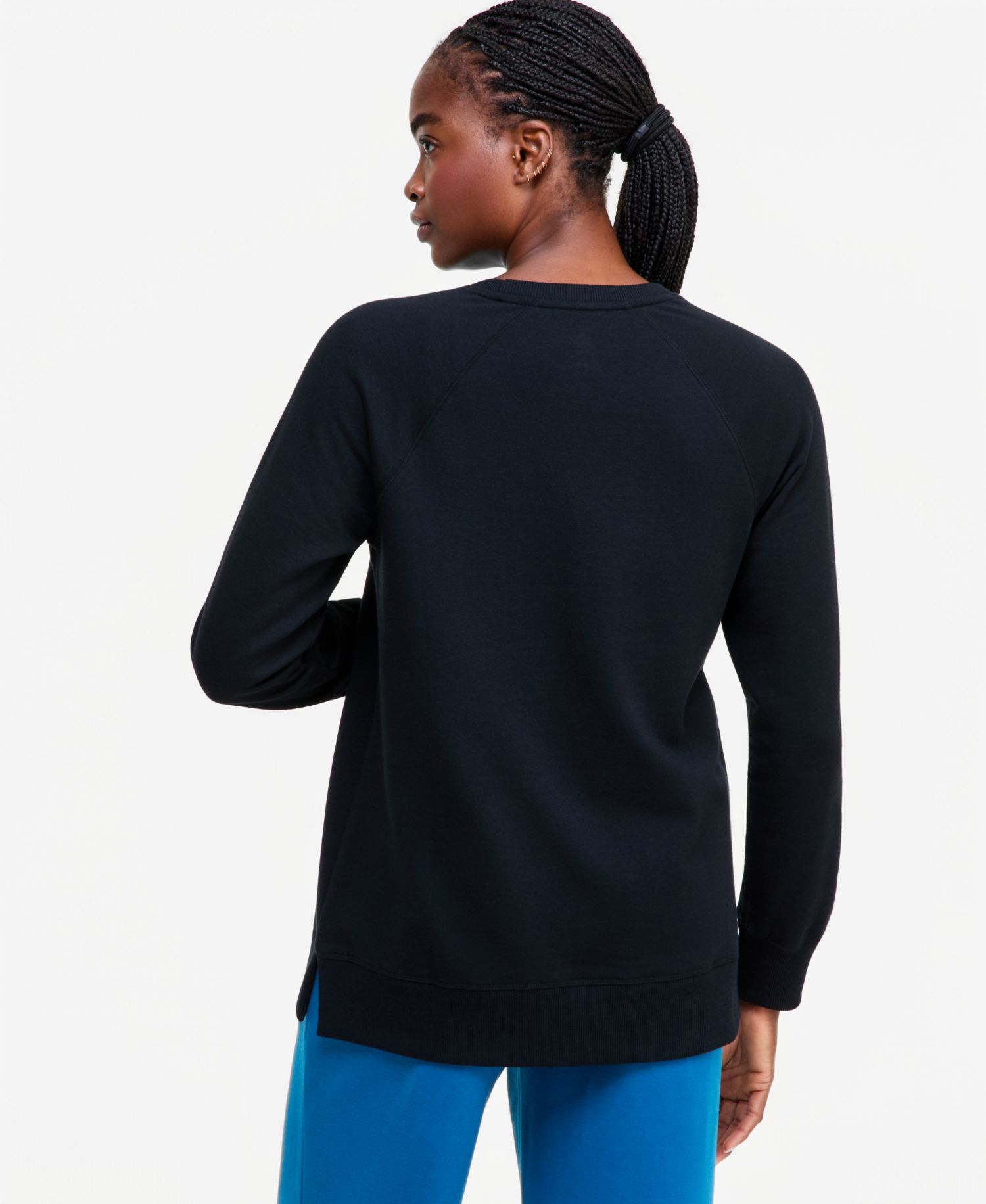 Women's Fleece Pullover Tunic Crewneck Long-Sleeve Sweater