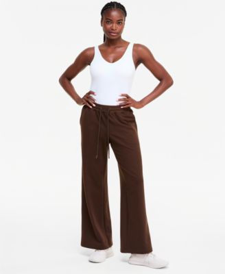 Women's Fleece Open-Hem Wide-Leg Pants