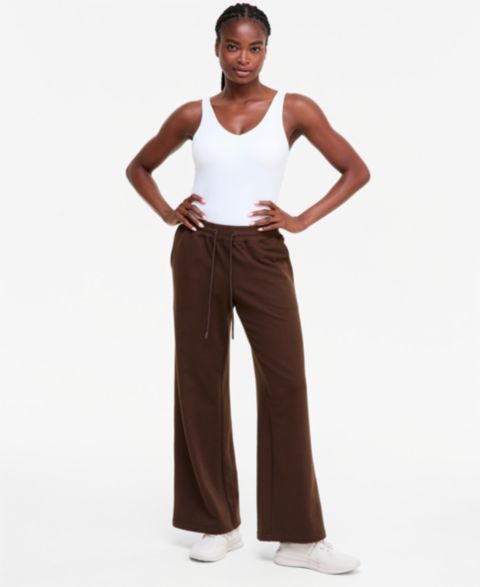 Женские брюки ID Ideology Fleece Open-Hem Wide-Leg, цвет: Кофейный
