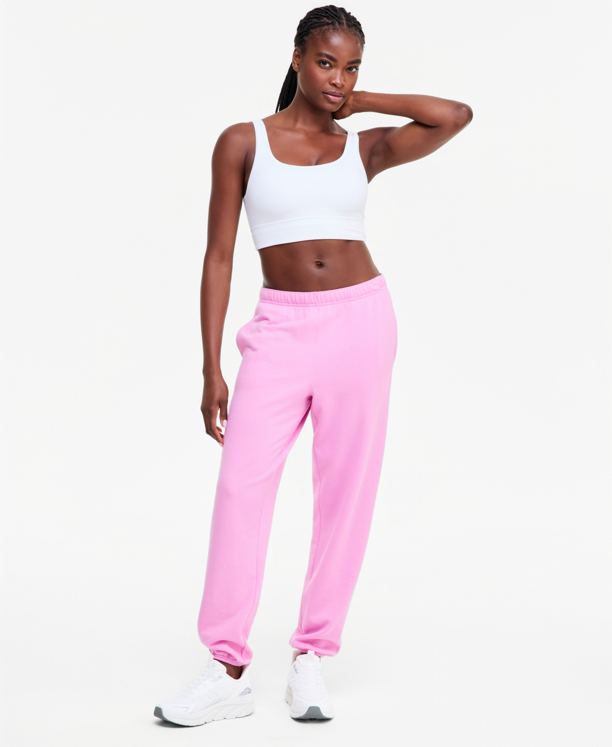 Id Ideology Women's Boyfriend Fleece Jogger Pants, Macy's Exclusive In Fuschia Petal