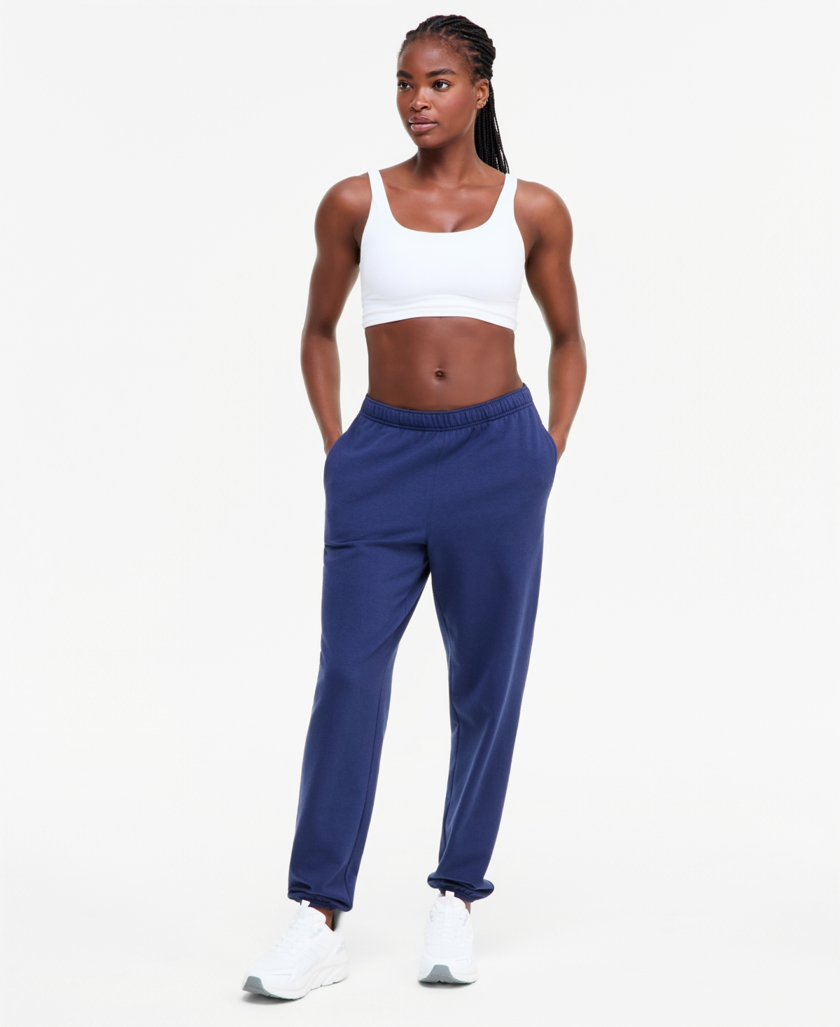 Id Ideology Women's Boyfriend Fleece Jogger Pants, Macy's Exclusive In Indigo Sea