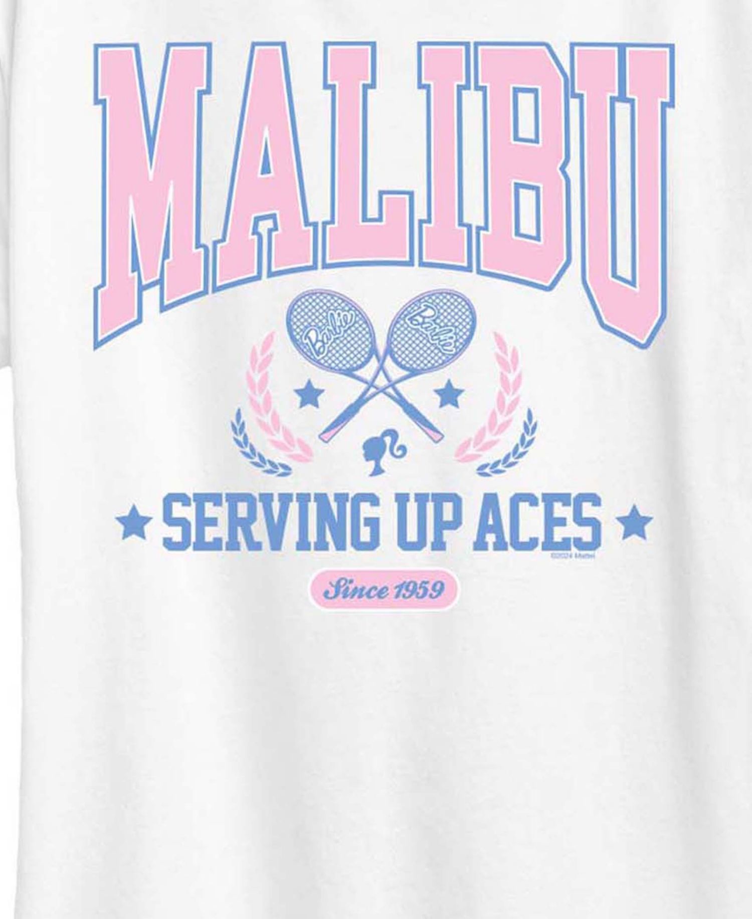 Plus Size Barbie Malibu Varsity Tennis Graphic T-Shirt