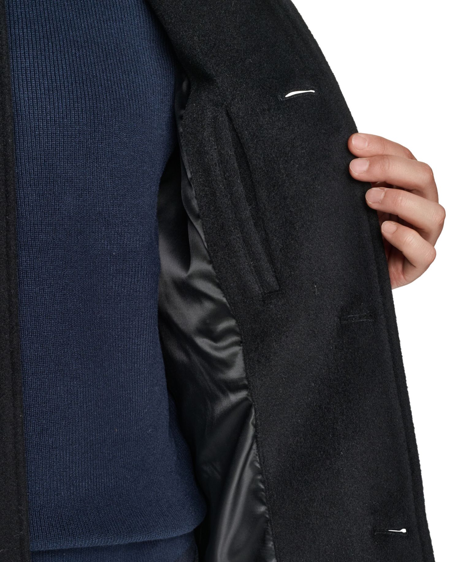 Men's Regular-Fit Cashmere-Wool Blend Single-Breasted Car Coat