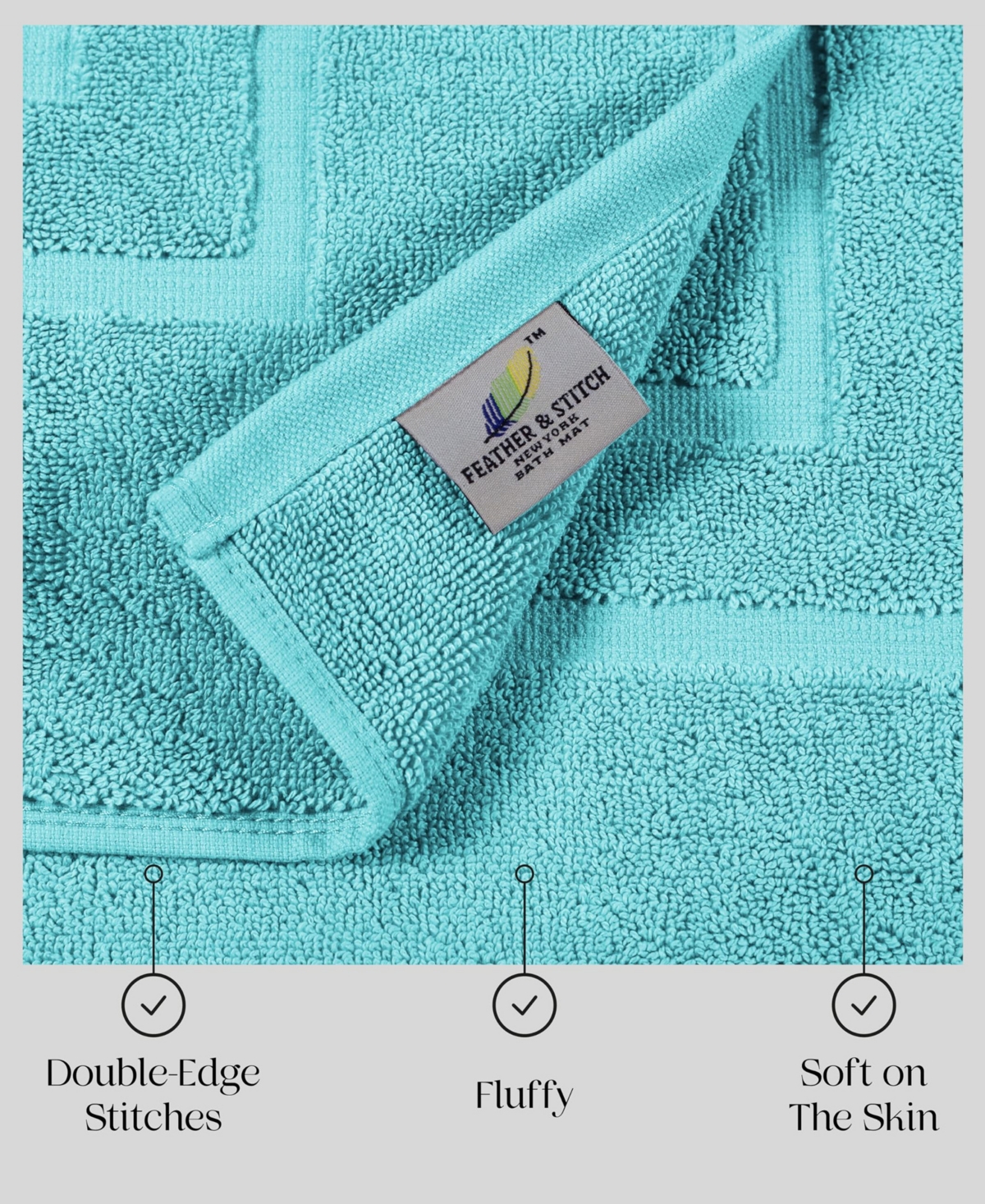 Feather & Stitch, Ny Cotton Super Absorbent Terry 2-Piece Bath Mat Set