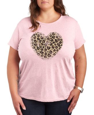 Plus Size Leopard Heart Graphic T-Shirt