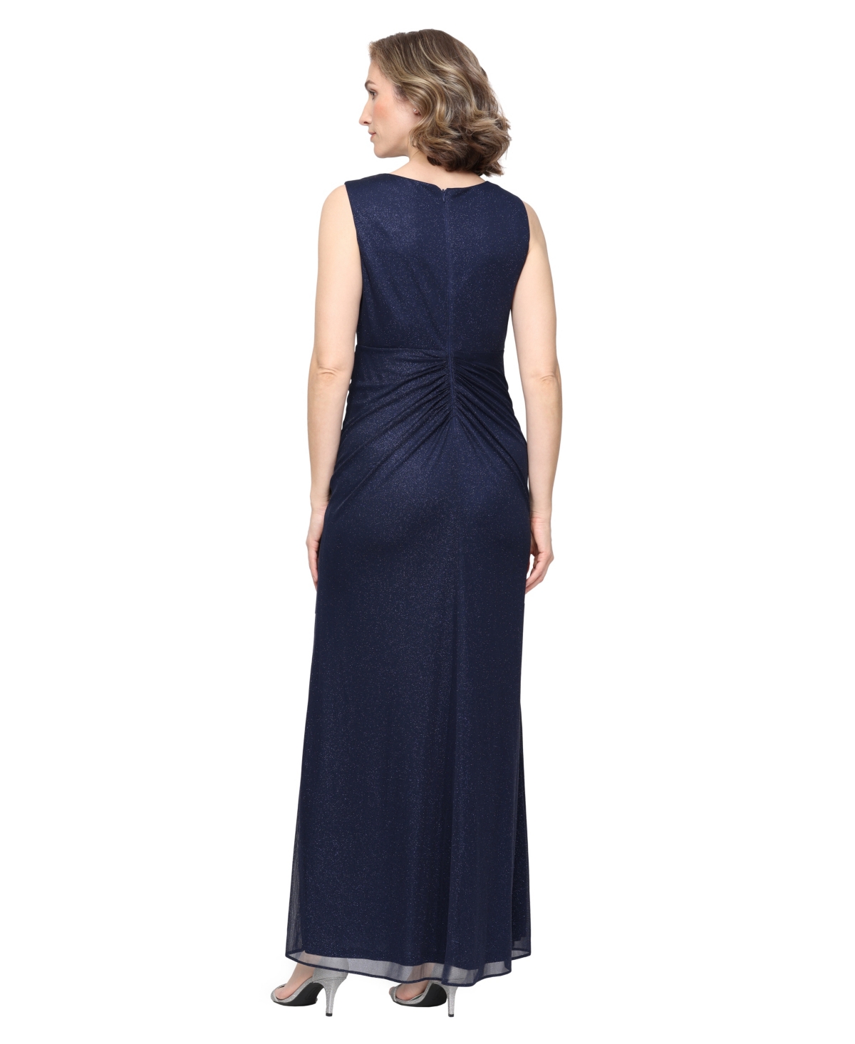 Alex Evenings Petite Glitter Mesh V-Neck Ball Gown