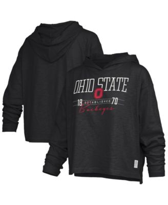 Women's Black Ohio State Buckeyes Castillo Slub Waist Length Long Sleeve Hoodie T-Shirt