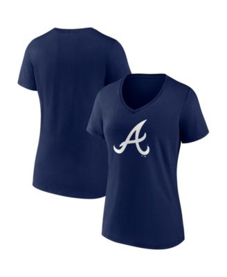 Women's Navy Atlanta Braves V-Neck T-Shirt