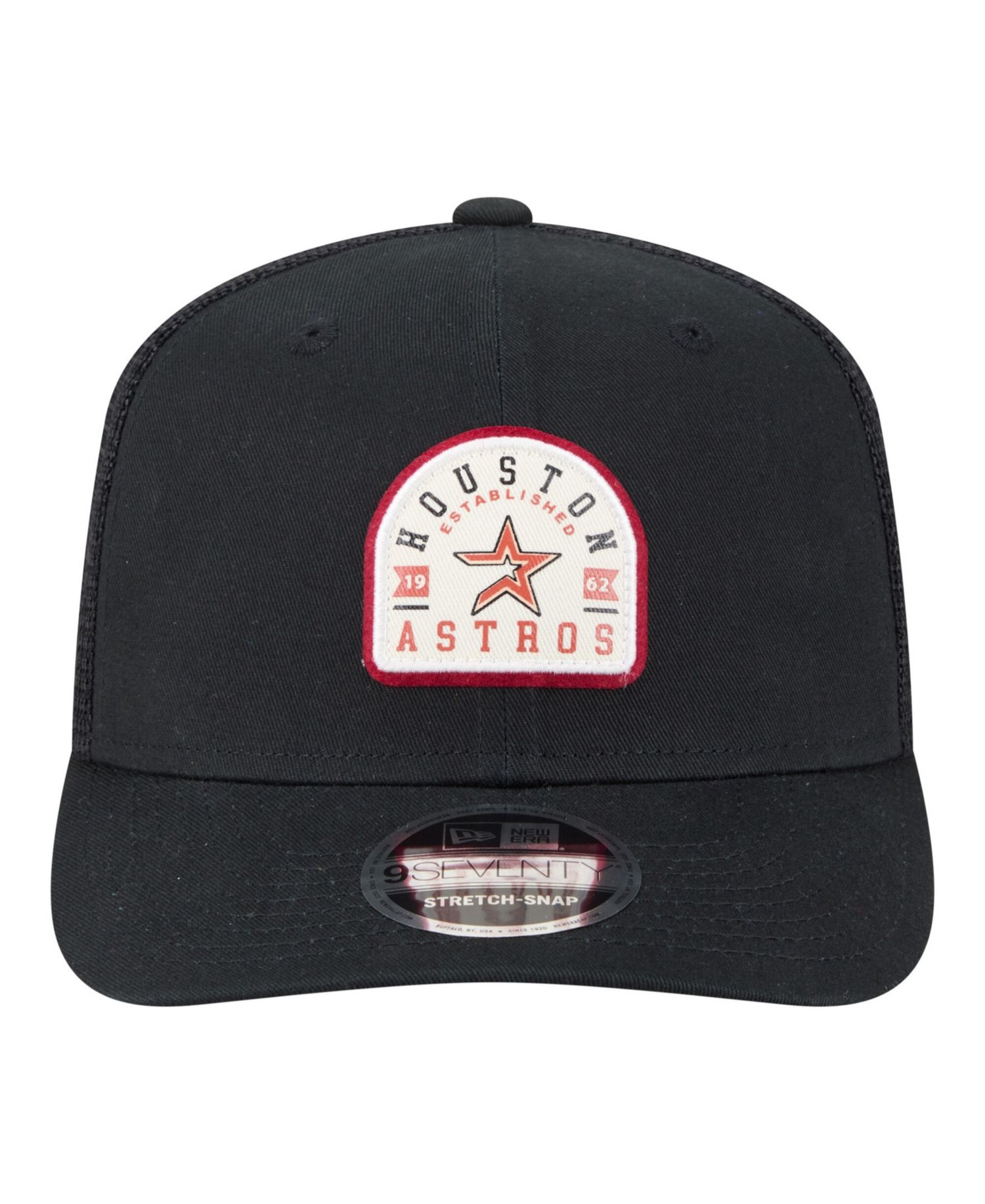 Men's Black Houston Astros Throwback Contest 9SEVENTY Adjustable Trucker Hat