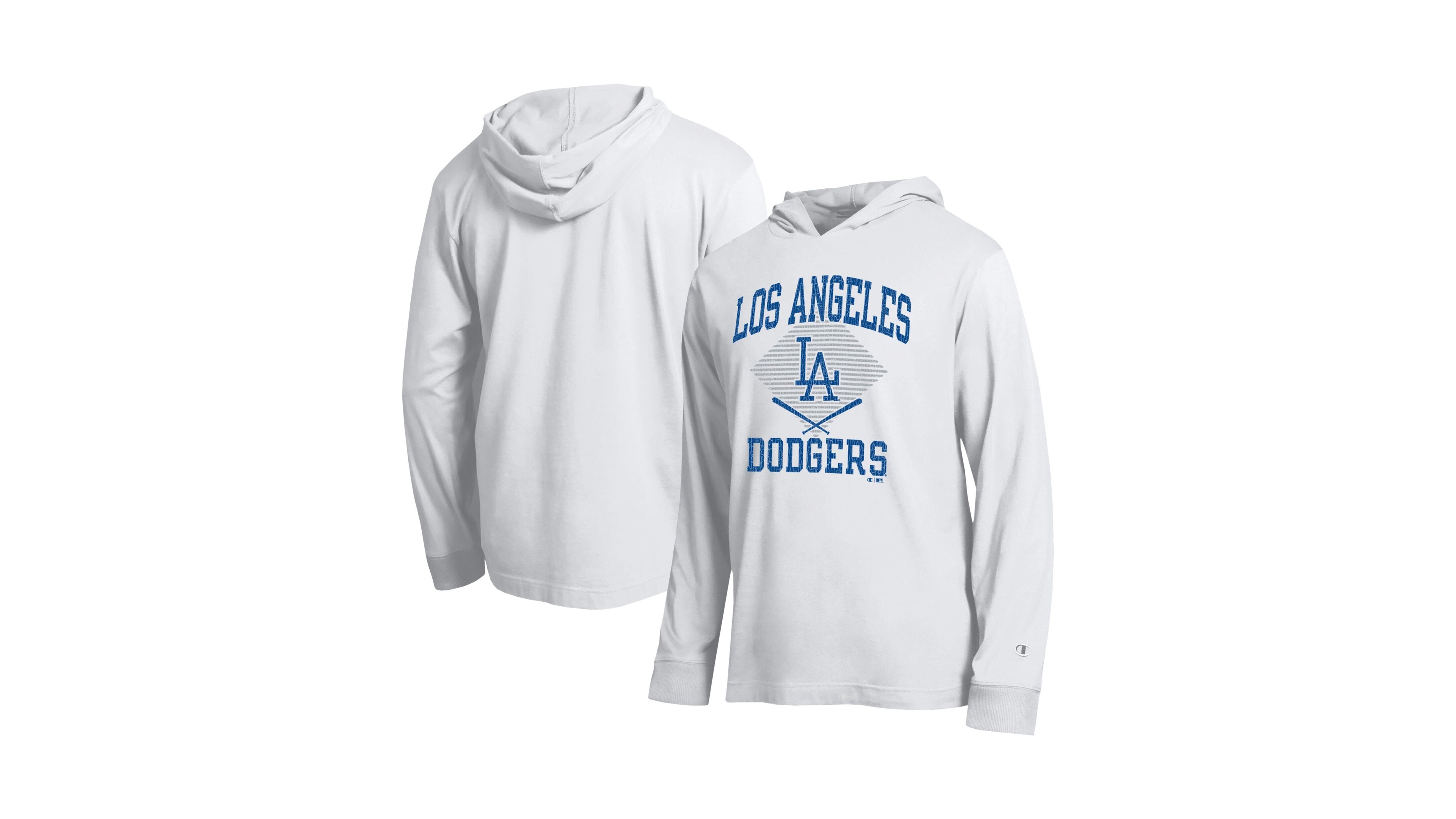 Champion Men's White Los Angeles Dodgers Cooperstown Hooded Long-Sleeve T-Shirt